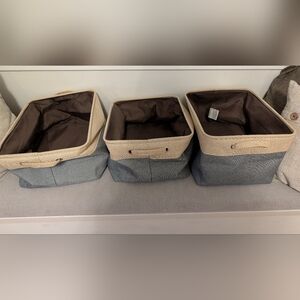 Two-Tone Storage Bins - Beige and Gray